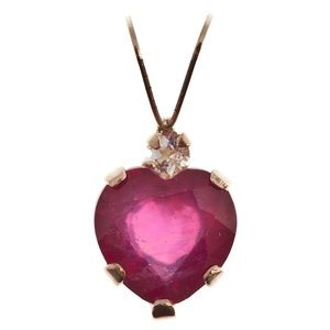 10K Gold Heart Pendant with Genuine Gemstones